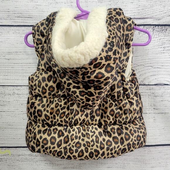 Little Lass Hooded Cheetah Print Puffer Vest Girl's Size 2T - Picture 8 of 8